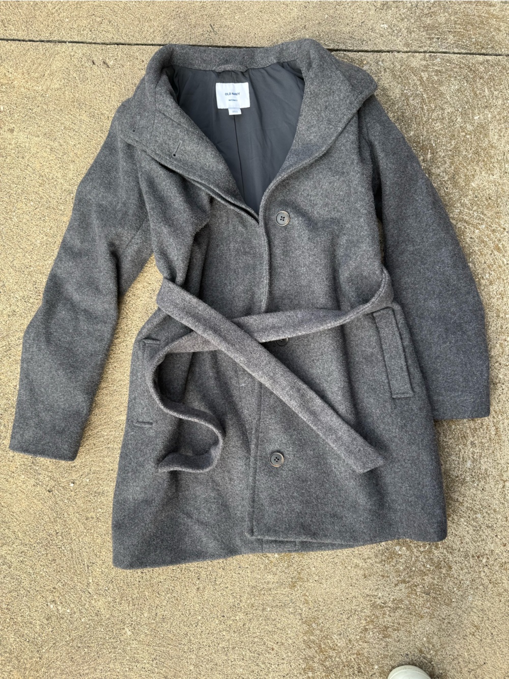 Old Navy Maternity Charcoal Gray Belted Trench Coat